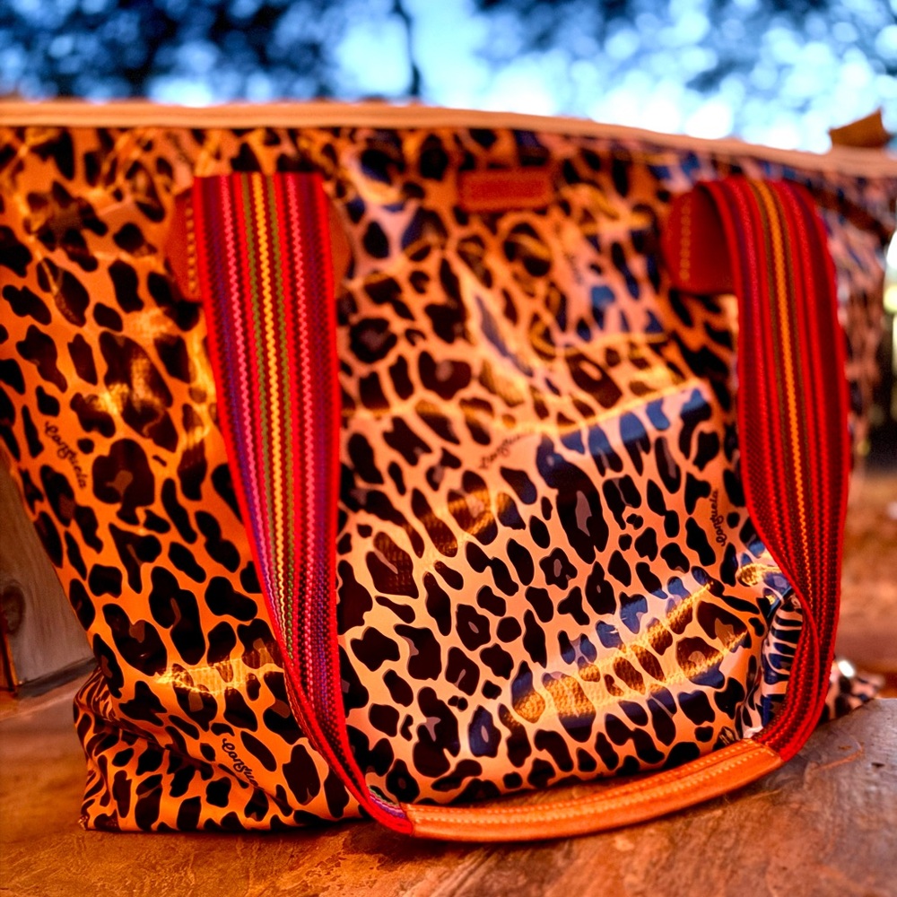 Consuela Blue Jag Zipper Tote | Leopard Print Travel & Beach Bag | Retired - Picture 16 of 17